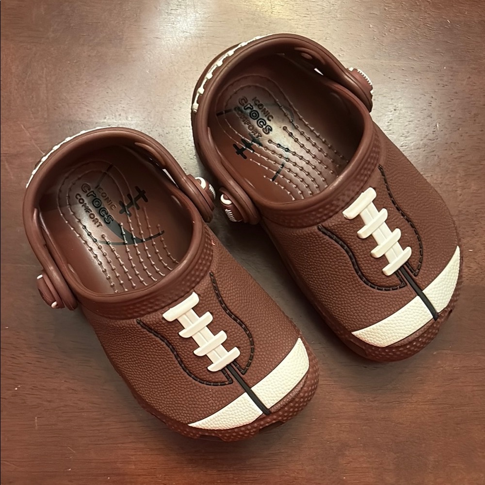 Toddler size 7c Football Crocs